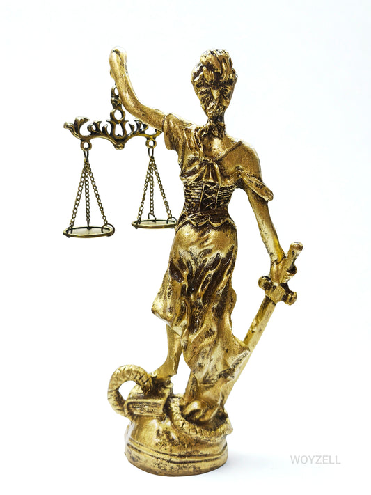 Adalet Tanrıçası Themis Figürü – Terazili Dekoratif Masa Heykeli