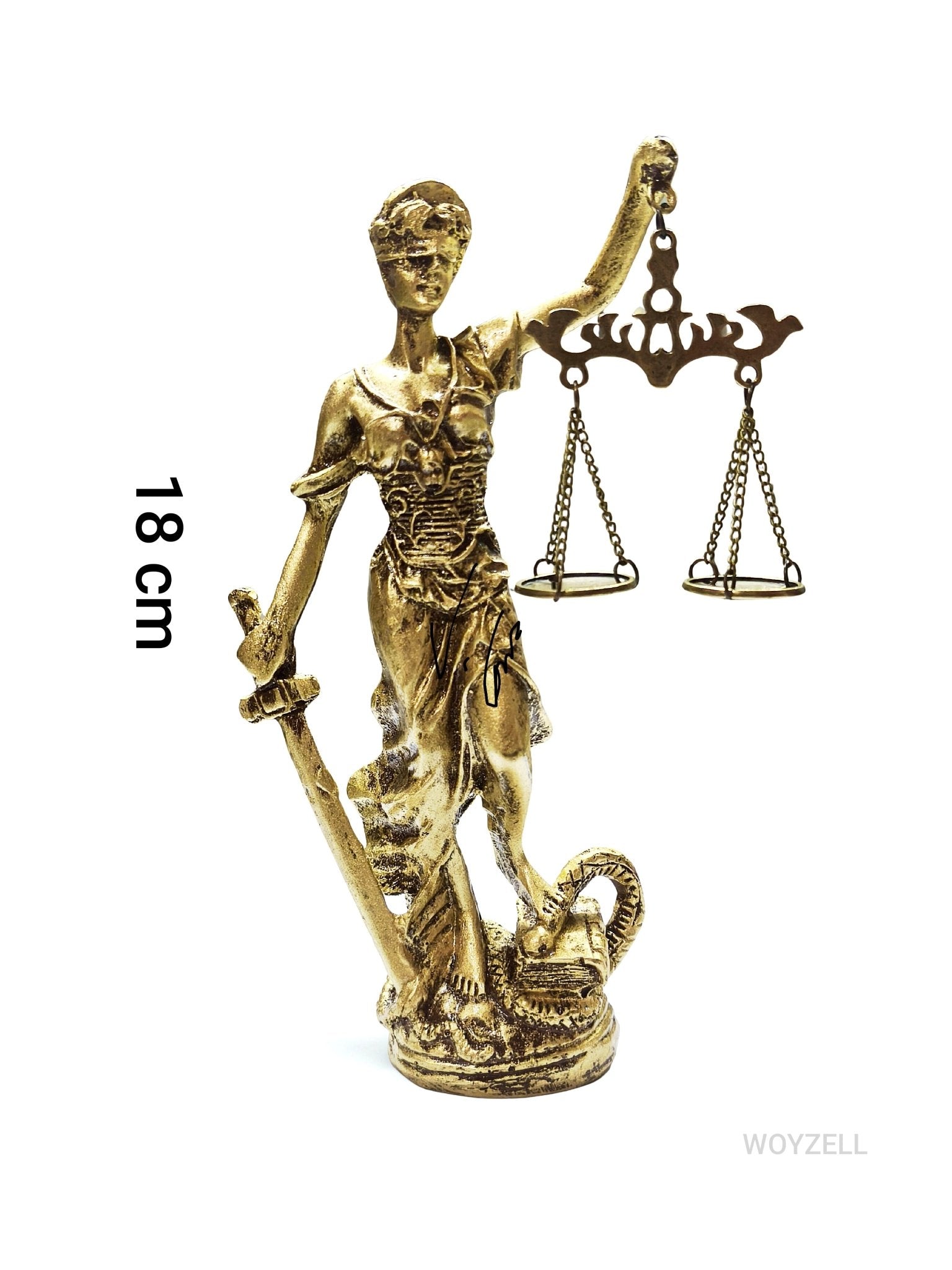 Adalet Tanrıçası Themis Figürü – Terazili Dekoratif Masa Heykeli - WOYZELL