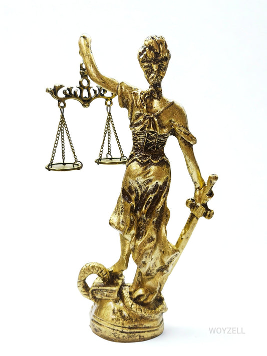 Adalet Tanrıçası Themis Figürü – Terazili Dekoratif Masa Heykeli - WOYZELL