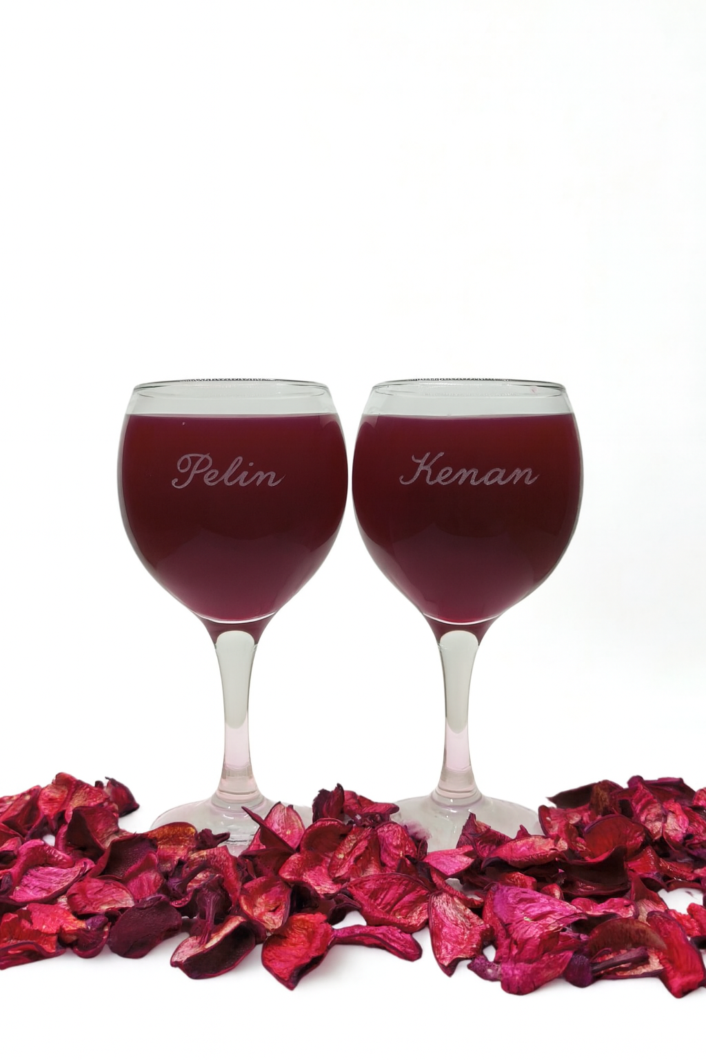 Kişiye Özel El İşçiliği Cam Şarap Kadehi Seti (2’li) – Kazıma Gravür